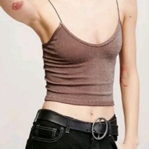 Free People‎ Intimately Skinny Strap Seamless Brami Mink Sparkle Size XS/S